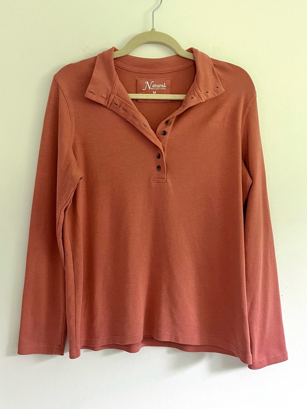Natural Reflections Terracotta Long-Sleeve Henley Top Outdoor Basic Granola Girl